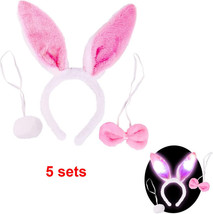 5 sets Plush LED Furry Easter Bunny Costume Set, Ears, Tail, and Bowtie Cosplay - £14.76 GBP