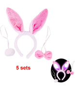 5 sets Plush LED Furry Easter Bunny Costume Set, Ears, Tail, and Bowtie ... - £14.54 GBP