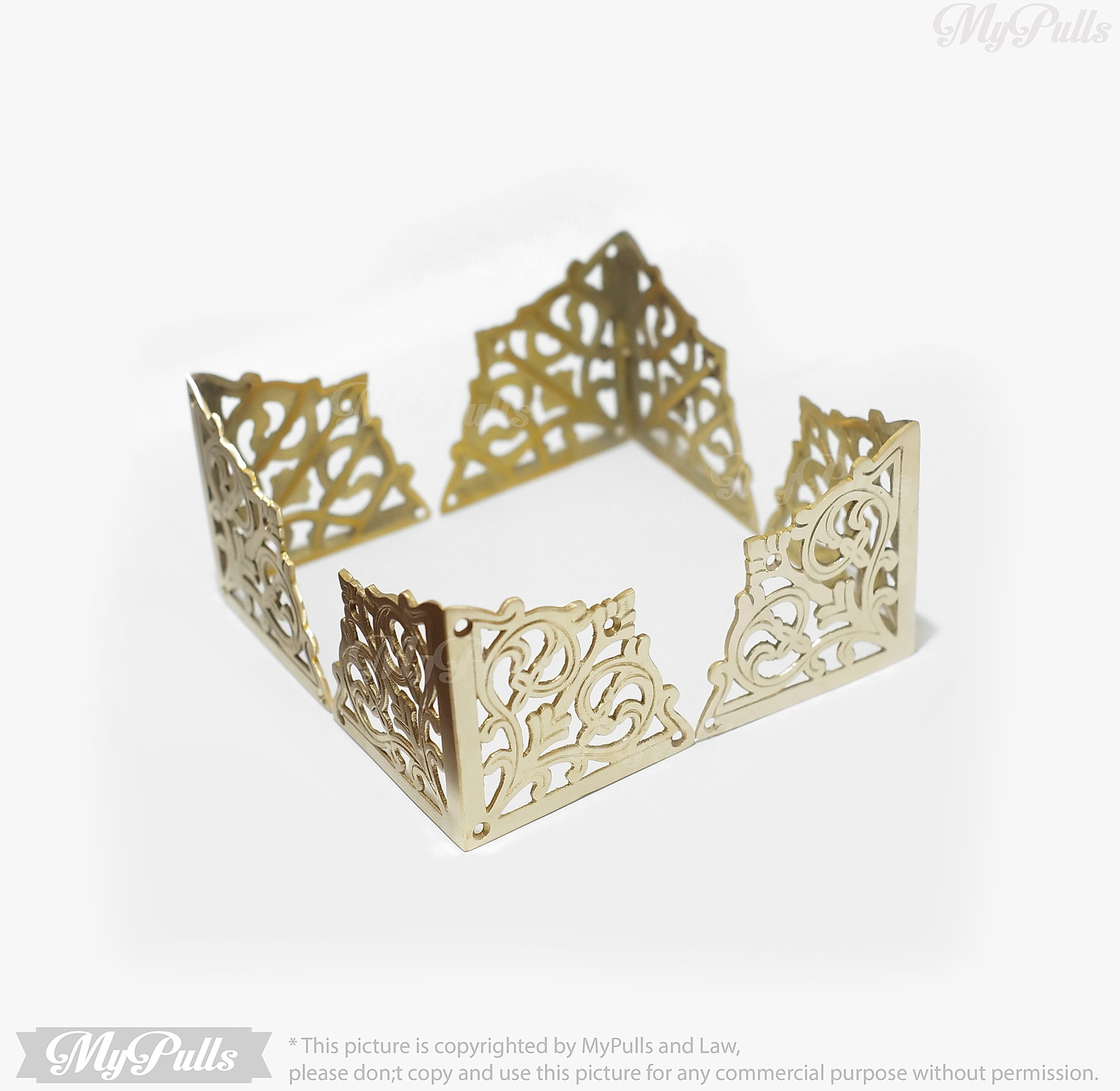 Solid Brass Swirl Table Box Cabinet Trunk Corner Protectors - Polished B... - $45.00