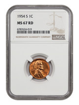 1954-S 1C Ngc MS67RD - £89.55 GBP