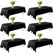 6 Pack Rectangle Black Table Cloth 60 84 Inch Polyester Tablecloth Wrinkle Resis - £41.57 GBP