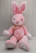 Pink Bunny Rabbit pink yellow tie dye floral ribbon bow satin ears white feet - $20.78