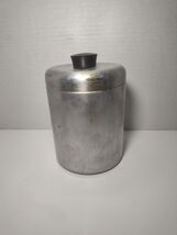 50's HAWTHORN  BRUSHED ALUMINUM CANISTER  WITH LID 6.5" X 5"D VERY CLEAN - $11.86