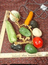 Vintage Ceramic Vegetables On Rope Corn Pepper Carrot Avocado  Kitchen Decor - £10.65 GBP