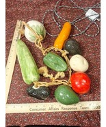 Vintage Ceramic Vegetables On Rope Corn Pepper Carrot Avocado  Kitchen D... - $13.50