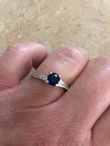 Blue Saphire Silvertone Fashion Ring Size 10 - £19.68 GBP