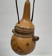 Ethnic Gourd Calabash Mini Crossbody Purse Bag Lid Strap Boho Hand Carve... - $80.00