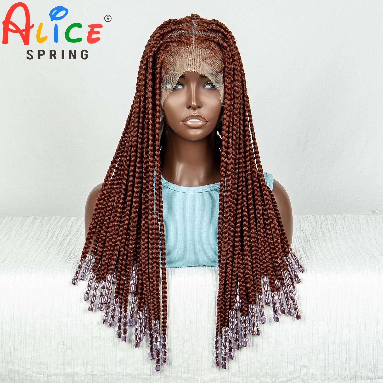 350# Synthetic Full Lace Knotless Box Braided Wig for Black Women Lace Frontal - £129.46 GBP
