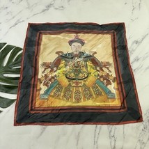 Roi Du Lac Silk Scarf Asian Inspired Print Square Red Yellow Vintage Style - $34.64