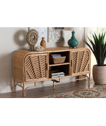 Marlette Bohemian Natural Rattan 2-Door Storage Cabinet - $13,246.96 MXN