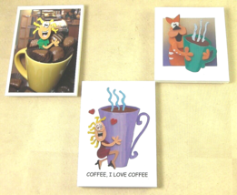 3 Refrigerator Magnets Comic I Love Coffee Themed by Bob Sihilling Cat Chocolate - £9.27 GBP