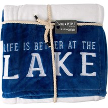 Pavilion Gift Company Life is Better at The Lake-Blue &amp; White Super Soft 50 x 60 - £56.93 GBP