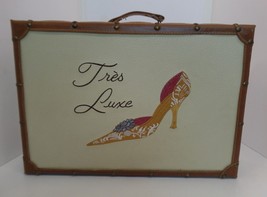 Unbranded Decorative Vintage Look Suit Case W Embroidered Shoes Felt Lined - £54.21 GBP