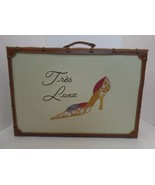 Unbranded Decorative Vintage Look Suit Case W Embroidered Shoes Felt Lined - £54.60 GBP