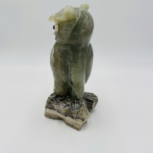 Alabaster Owl Sculpture Figurine Bird 8in Italy Marble Large Vintage Hand Carved Item image 6
