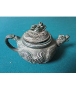 Antique Chinese Teapot Serpent Dragons 3 X 6&quot; Stamped On Back  Grey - $272.14 CAD