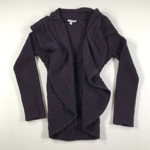 Autumn Cashmere Cardigan Sweater Womens Medium Purple Ribbed Cashmere Wool - £26.03 GBP