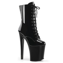 PLEASER Sexy Stripper Dancer Black Extreme Platform 8&quot; High Heels Ankle Boots - £77.47 GBP