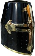 Generic Medieval Crusader Helmet Templar Knight Helmet Black Finish Bras... - £76.94 GBP