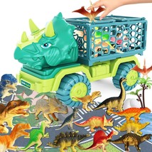 Dinosaur Truck Toys for Kids 3-5, Triceratops Car Toy with 15 Dino Figures - £11.56 GBP