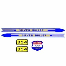 American Flyer Silver Bullet 354 Engine Set Adhesive Stickers S Gauge Train Part - £7.81 GBP
