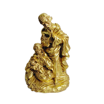 Gold One Piece Resin Nativity Holy Family Statue Vintage Christmas Holiday - £38.76 GBP