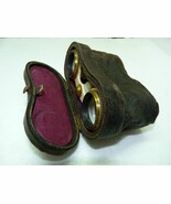 Antique c1900 Theater/Opera Binoculars Brass &amp; White Bakelite Orig. Leat... - $126.17 CAD