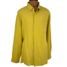 Nat Nast Mens XL Yellow Silk Blend Button Up Camp Casual Long Sleeve Shirt - £23.53 GBP