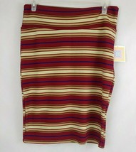 NWT LulaRoe Cassie Pencil Skirt Red, Gold, Blue Striped Size XL - £12.38 GBP