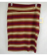 NWT LulaRoe Cassie Pencil Skirt Red, Gold, Blue Striped Size XL - $15.51