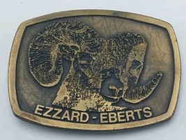 Vintage Ezzard-Eberts Ram SOLID BRASS Belt Buckle Sheep Head Horns AT Ca... - $24.70