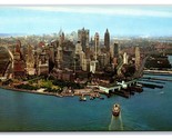 Aerial View Manhattan Skyline New York City NY NYC UNP Chrome Postcard S7 - $3.51