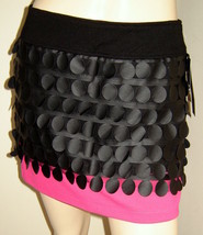 BABY PHAT Unique Black/Pink Knit Mini Skirt w/ Faux Leather Mesh Overlay... - $19.50
