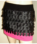 BABY PHAT Unique Black/Pink Knit Mini Skirt w/ Faux Leather Mesh Overlay... - £15.33 GBP