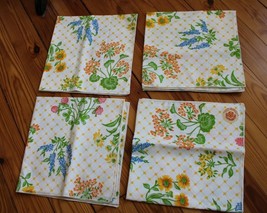 NWOT Vtg Fallani &amp; Cohn Set of 4 Floral Cotton Poly Square Napkins 19.5&quot; - £13.70 GBP