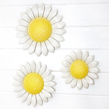 Set of 3 Metal Daisy Daisies Wall Hangings Sculptures Indoor Outdoor Home Decor - £25.58 GBP