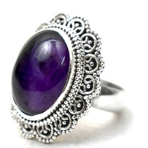 925 Sterling Silver Amethyst Handmade Ring SZ H to Y Festive Gift RS-1114 - £38.52 GBP