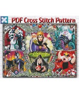 Disney Villains Princesses Stained Glass Counted PDF Cross Stitch Pattern - £2.81 GBP