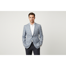 Men's Mono Turkey Sport Coat 100% Super 180s Wool 1522-02 Blue Brown Plaid image 2