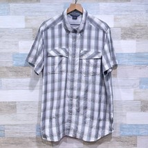 ExOfficio Crinkled Short Sleeve Ventilated Hiking Shirt Gray Plaid Mens XL - $34.64