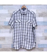 ExOfficio Crinkled Short Sleeve Ventilated Hiking Shirt Gray Plaid Mens XL - £27.75 GBP