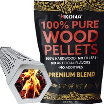 Kona Wood Smoker Tube &amp; Smoking Pellets Set - Hot &amp; Cold Smoke For Charcoal, - £34.79 GBP