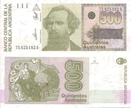 Argentina P328b, 500 Australs, Dr. Nicolás Avellaneda / seated Liberty, ... - $0.99