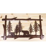 23&quot;L Rustic Forest Black Bear And Cub By Pine Trees Metal Wall Art Sign ... - $857.67 MXN
