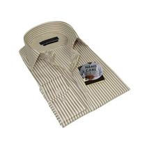 Men's Shirt ENZO PARK Turkey Soft Cotton Wrinkle Resistant Enzo7 Tan Stripe image 4