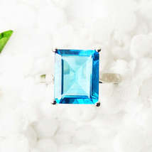Beautiful SWISS BLUE TOPAZ Gemstone Ring, Birthstone Ring, 925 Sterling Silver R - £23.66 GBP