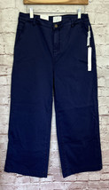 CASLON Nordstrom Wide Leg High Waist Twill Crop Chino Pant Navy Blue Size 30 NEW - £39.21 GBP
