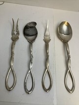 Antique Whiting 4 Piece Sterling Silver Forget-Me-Not/Rope Condiment Set - £65.34 GBP