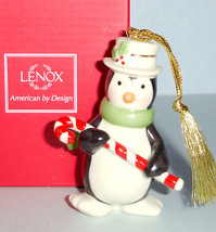 Lenox Very Merry Porcelain Ornament PENGUIN with Candy Cane NEW - £10.30 GBP