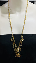 Vintage Kirks Folly Cupid Secrets of The 7 Angels Rings Gold Tone Necklace 30&quot; - £98.32 GBP